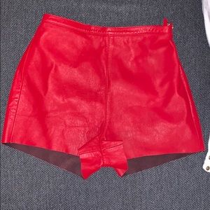 American Apparel Red Faux Leather Shorts
